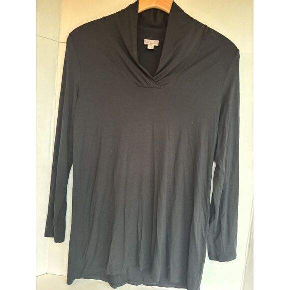 J. Jill Women's M Medium Wherever Collection Stretch Long Sleeve Black V-Neck - Picture 1 of 8
